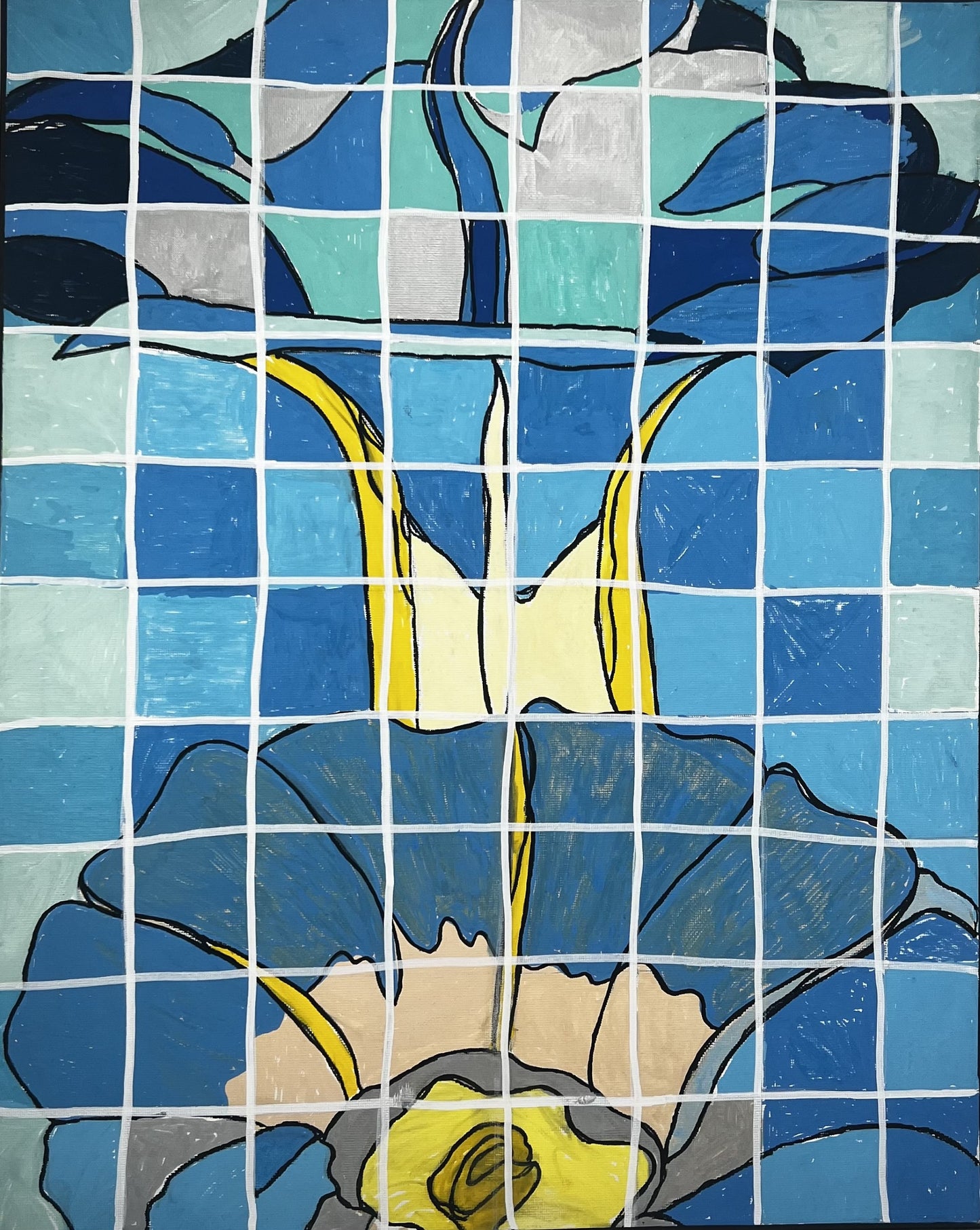 Tiled Flower Blue
