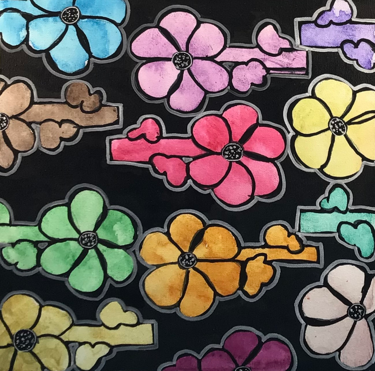Layered Flowers Wall Hanging