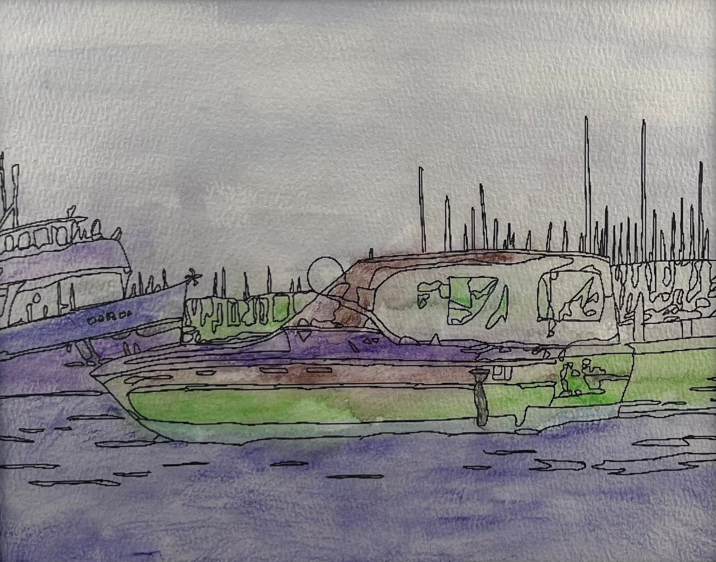Dream Purple Boat Scene